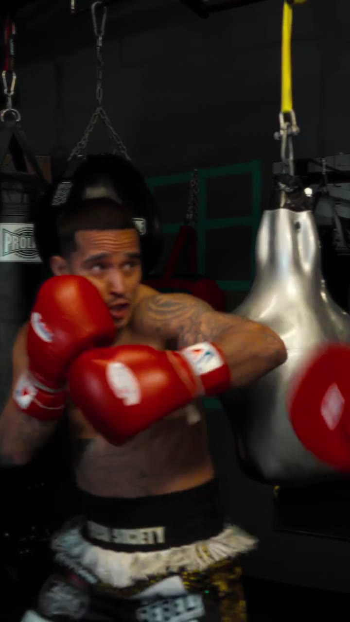Boxer training in a fight-camp brand film